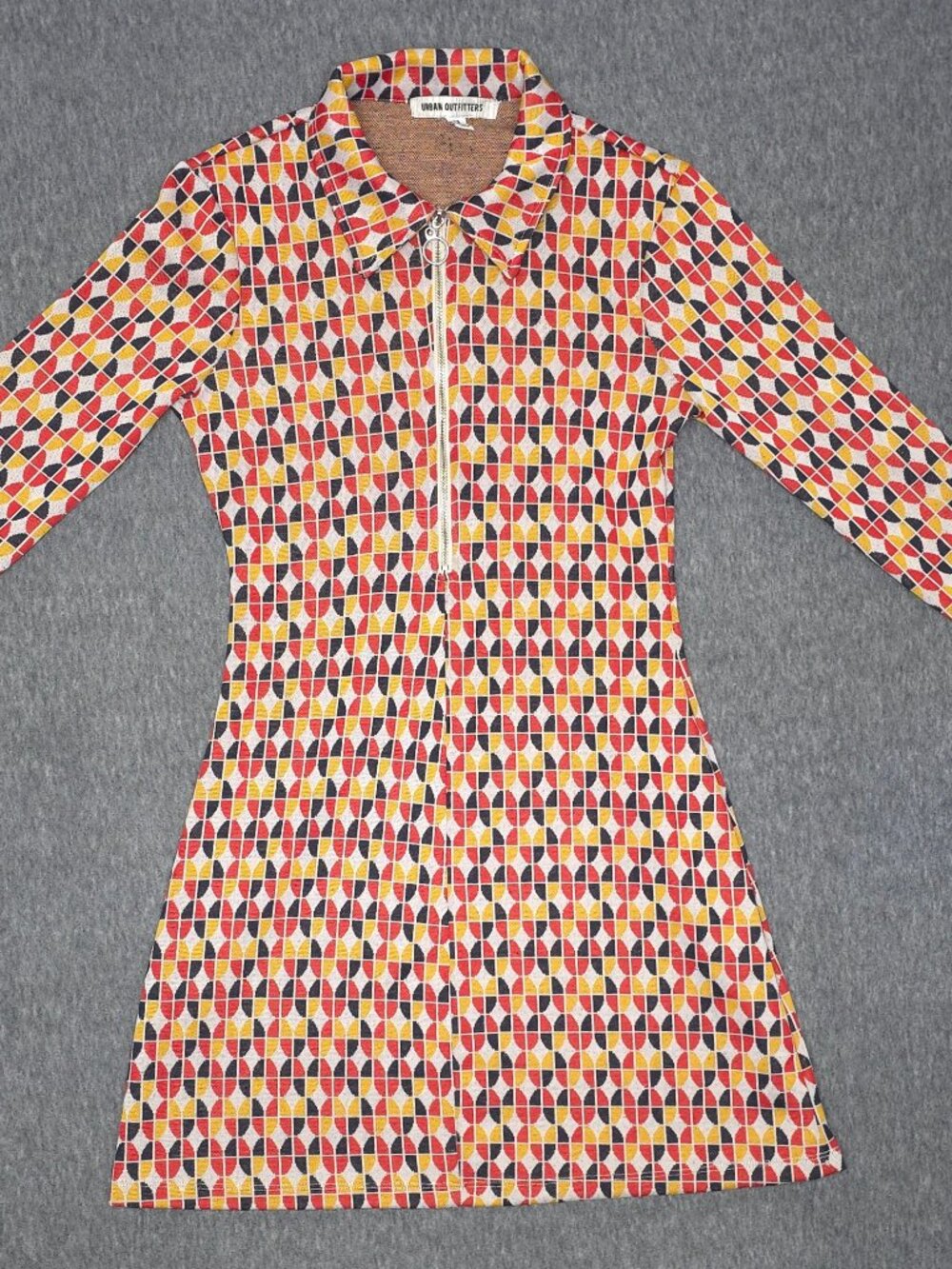 Urban Outfitters XS Retro Mod Geometric Zip Front Mini Dress